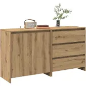 vidaXL 2-delige Dressoirs bewerkt hout artisanaal eikenkleur
