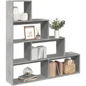vidaXL Kamerscherm / boekenkast 4-laags 143,5x29x143,5 cm hout grijs