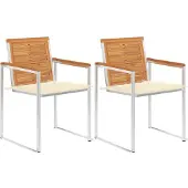 vidaXL Tuinstoelen 2 st met kussens massief acaciahout en staal
