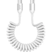 4smarts , Spiraal USB-C naar USB-C Kabel 100W - Oprolbaar - 480Mbps Data - 12-50cm, Wit