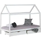 Homestyle4u Kinderbed - 90x200 cm - Huisbed - met bedlade - Wit