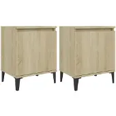 vidaXL Nachtkastjes met metalen poten 40x30x50 cm sonoma eikenkleurig
