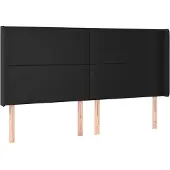 vidaXL Hoofdbord met randen 203x16x118/128 cm kunstleer zwart