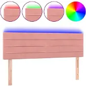 vidaXL Hoofdbord LED 144x5x78/88 cm fluweel roze