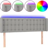 vidaXL Hoofdbord LED 147x16x78/88 cm stof lichtgrijs