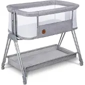 Lionelo Luna – 2-in-1 Babybedje & Co-Sleeper – Geboorte tot 9 kg – 7 Hoogtestanden – Kantelbaar Matras – Mesh Zijkanten – Wielen met Blokkade – Wasbare Hoes – Inclusief Opbergmand