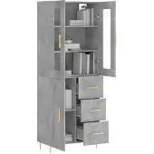 vidaXL Hoge kast 69,5x34x180 cm bewerkt hout betongrijs