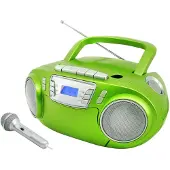 Soundmaster SCD5800GR - Boombox met FM-radio, cassettespeler, CD en externe microfoon, groen