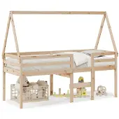 vidaXL Hoogslaper met bedhuis massief grenenhout 80x200 cm