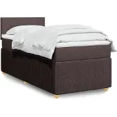 vidaXL Boxspring met matras stof donkerbruin 90x190 cm