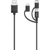 Hama Micro-USB-kabel 3in1 Incl. Adapt. Naar USB-C & Lightning USB 2.0 0,75 M