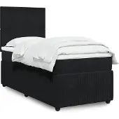 vidaXL Boxspring met matras fluweel zwart 100x200 cm