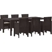 vidaXL Tuin Eettafel Set 7 st Bruin Polypropyleen