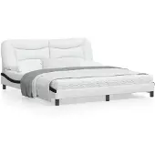 vidaXL Bedframe zonder matras "Hvar" kunstleer wit en zwart 180x200 cm