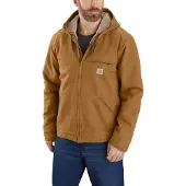 Carhartt Jas Men Washed Duck Sherpa Lined Jacket Brown-XL