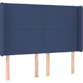 vidaXL Hoofdbord met randen 147x16x118/128 cm stof blauw