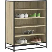 vidaXL - Schoenenkast - 75x38x97,5 - cm - bewerkt - hout - en - metaal - sonoma - eiken