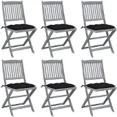 vidaXL Tuinstoelen 6 st inklapbaar met kussens massief acaciahout