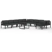 vidaXL 11-delige Loungeset met kussens aluminium antracietkleurig