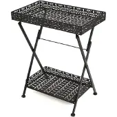 vidaXL Tuintafel 180x80x70 cm staal en glas zwart