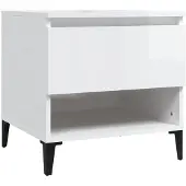 vidaXL Bijzettafel 50x46x50 cm bewerkt hout hoogglans wit