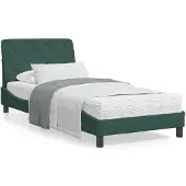 vidaXL Bed met matras fluweel donkergroen 90x200 cm