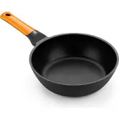 BRA Efficient Orange | Frituurpan 28 cm, gegoten aluminium met Platinum Plus antiaanbaklaag, geschikt voor alle soorten fornuizen inclusief inductie, PFOA-vrij