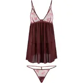 Lingadore Negligé olijfgroen / magenta / bordeaux