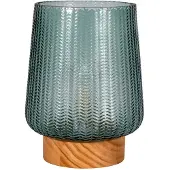 Pauleen Pretty Glamour E27-LED turkoois houtvoet, blauw, Woon-/ Eetkamer, Glas