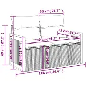 vidaXL 6-delige Loungeset met kussens poly rattan grijs
