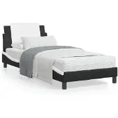 vidaXL Bedframe zonder matras "Zadar" kunstleer zwart en wit 90x190 cm