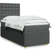 vidaXL Boxspring met matras stof donkergrijs 90x190 cm