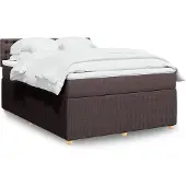 vidaXL Boxspring met matras stof donkerbruin 140x190 cm