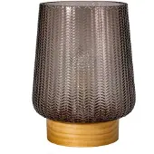 Pauleen Fancy Glamour E27-LED batterij taupe hout, alu / grijs / zink, Woon-/ Eetkamer, Glas