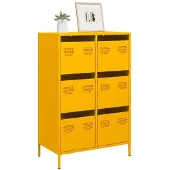 vidaXL Hoge kast 68x39x101,5 cm staal mosterdgeel