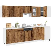 vidaXL 11-delige Keukenkastenset Lyon bewerkt hout oud houtkleurig