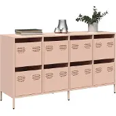 vidaXL Dressoir 135x39x73,5 cm koudgewalst staal roze