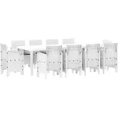 vidaXL Tuin Eettafel Set 11 st Wit Polypropyleen