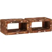 vidaXL Nachtkastje 2 pcs Bruin Massief Gerecycleerd Hout