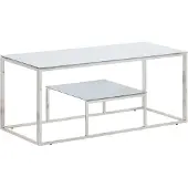 vidaXL Salontafel roestvrijstaal en gehard glas zilverkleurig