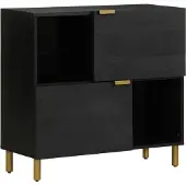vidaXL Dressoir 80x33x75 cm bewerkt hout zwart