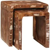 vidaXL Nesttafels 2 st Bruin 46 x 40 x 46 cm Massief Gerecycleerd Hout