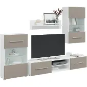 vidaXL 5-delige Tv-meubels met LED-verlichting bewerkt hout steengrijs