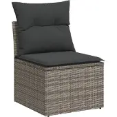 vidaXL 10-delige Loungeset met kussens poly rattan grijs