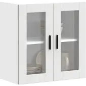 vidaXL Keukenbovenkast met glazen deur Porto wit