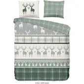 Good Morning Dekbedovertrek Flanel Bjirk - green 240x200/220cm