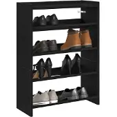 vidaXL Schoenenrek 60x25x81 cm bewerkt hout zwart