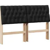 vidaXL Gestoffeerd hoofdbord Zwart 150 cm Massief grenenhout
