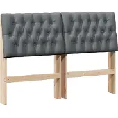 vidaXL Gestoffeerd hoofdbord Donkergrijs 150 cm Massief grenenhout