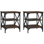 vidaXL Bijzettafels 2 st 40x42x50 cm bewerkt hout bruin eikenkleur